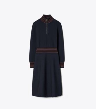 A-Linien-Kleid mit Rollkragen und Reißverschluss