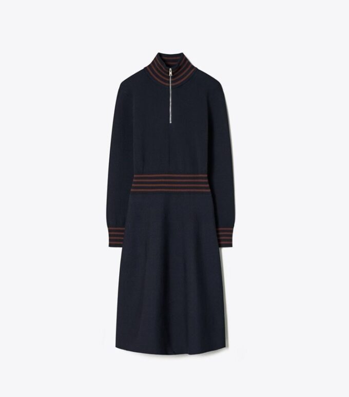 A-Linien-Kleid mit Rollkragen und Reißverschluss A-Linien-Kleid mit Rollkragen und Reißverschluss