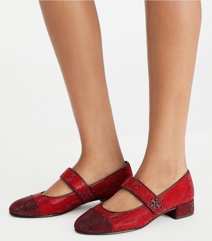 Ballettschuhe mit Kappe, Mary Jane und Pavé-Absatz Ballettschuhe mit Kappe, Mary Jane und Pavé-Absatz