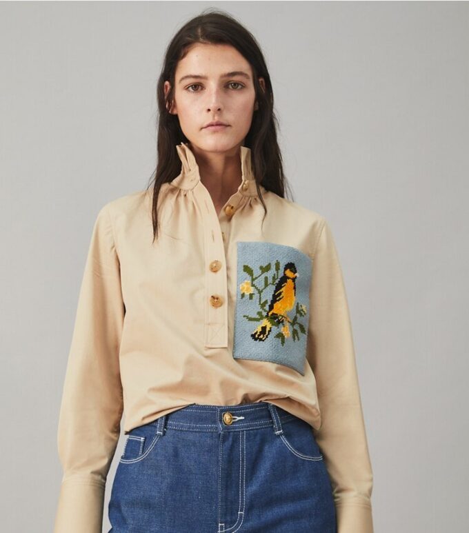 Baumwoll-Popeline-Shirt mit Nadelspitze Baumwoll-Popeline-Shirt mit Nadelspitze