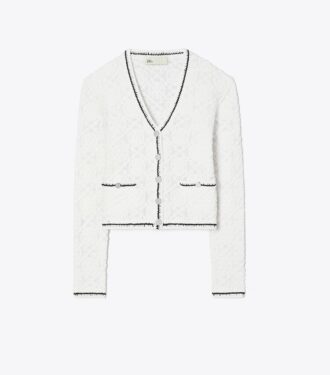 Baumwoll-Strickjacke mit Logo-Spitze