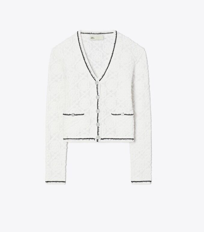 Baumwoll-Strickjacke mit Logo-Spitze Baumwoll-Strickjacke mit Logo-Spitze