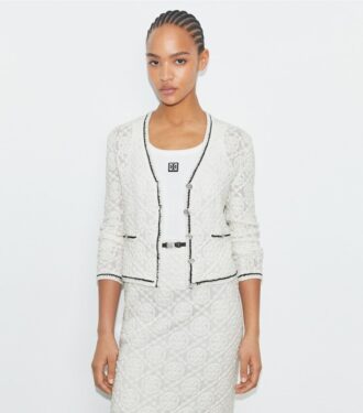 Baumwoll-Strickjacke mit Logo-Spitze