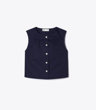 Baumwollpopeline-Bluse mit Knöpfen