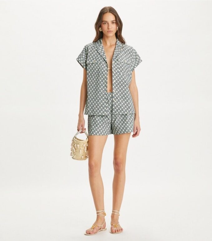 Bedruckte Baumwollpopeline-Shorts Bedruckte Baumwollpopeline-Shorts