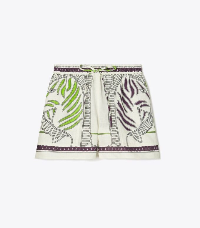 Bedruckte Leinen-Camp-Shorts Bedruckte Leinen-Camp-Shorts