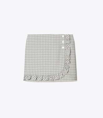 Bedruckter Golfrock mit Rüschen aus Twill Bedruckter Golfrock mit Rüschen aus Twill