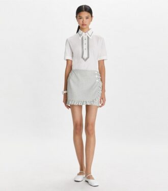 Bedruckter Golfrock mit Rüschen aus Twill Bedruckter Golfrock mit Rüschen aus Twill