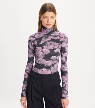 Bedruckter Jersey-Rollkragenpullover Bedruckter Jersey-Rollkragenpullover