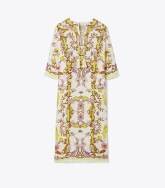 Bedruckter Kaftan aus Leinen-Gaze