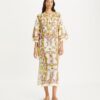 Bedruckter Kaftan aus Leinen-Gaze Bedruckter Kaftan aus Leinen-Gaze