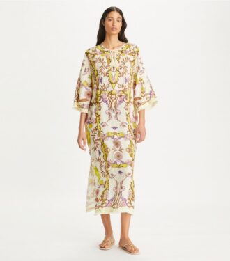 Bedruckter Kaftan aus Leinen-Gaze