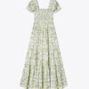 Bedrucktes Baumwollkleid mit Smokarbeit Bedrucktes Baumwollkleid mit Smokarbeit