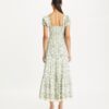 Bedrucktes Baumwollkleid mit Smokarbeit Bedrucktes Baumwollkleid mit Smokarbeit