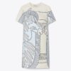 Bedrucktes Seiden-T-Shirt-Kleid Bedrucktes Seiden-T-Shirt-Kleid
