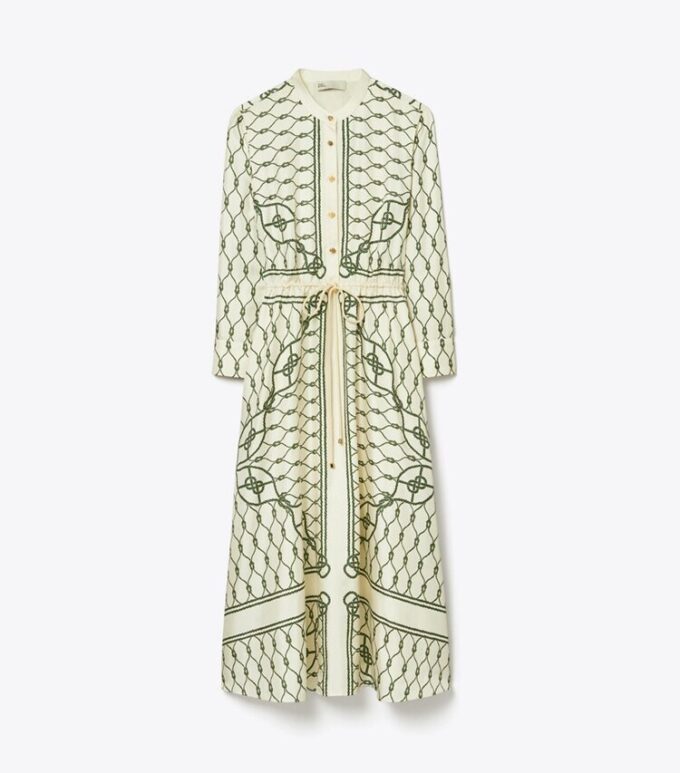 Bedrucktes Seidenhemdkleid Bedrucktes Seidenhemdkleid