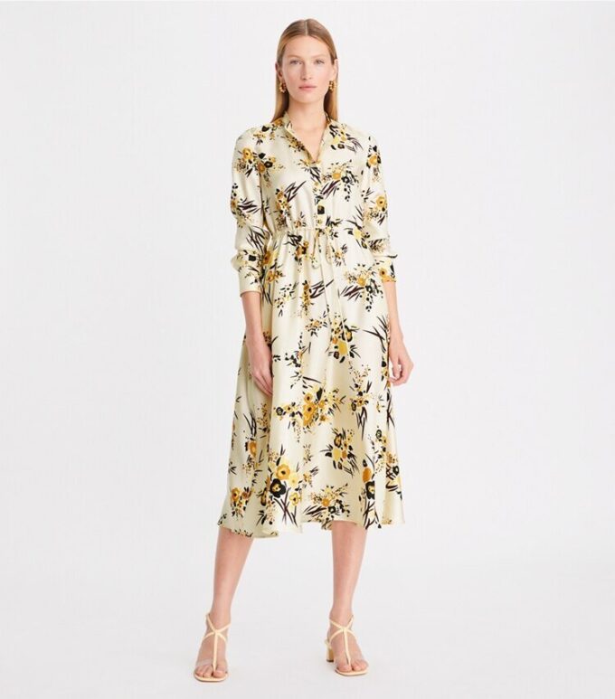 Bedrucktes Seidenhemdkleid Bedrucktes Seidenhemdkleid