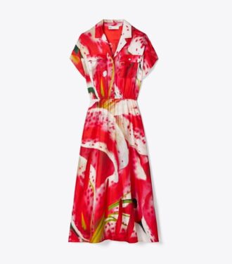 Bedrucktes Seidentwill-Hemdkleid