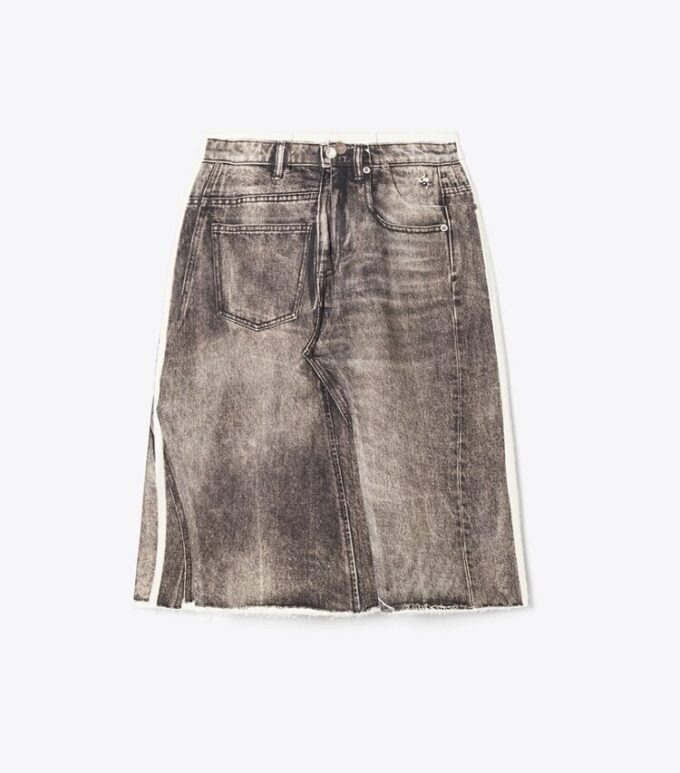 Überdruckter dekonstruierter Jeansrock Überdruckter dekonstruierter Jeansrock