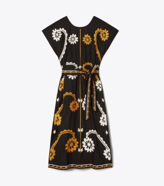 Bestickter Kaftan aus Baumwollpopeline