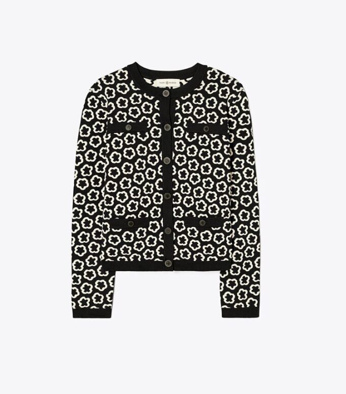 Blumen-Jacquard-Kendra-Strickjacke Blumen-Jacquard-Kendra-Strickjacke