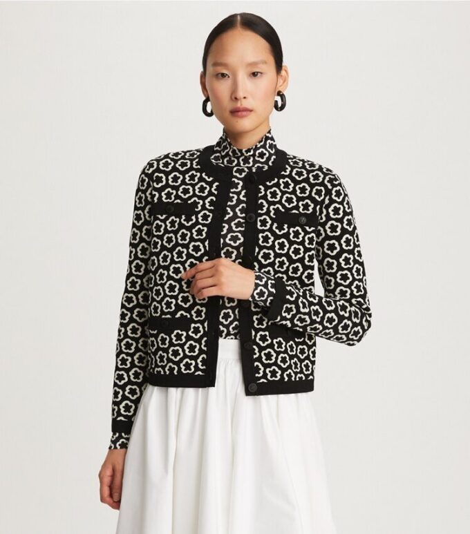 Blumen-Jacquard-Kendra-Strickjacke Blumen-Jacquard-Kendra-Strickjacke