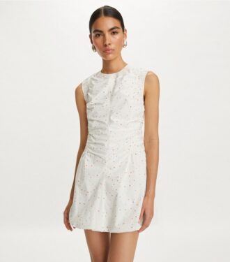 Blumiges Baumwollpopeline-Kleid