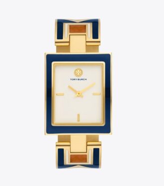 Buddy Bangle Uhr, Marineblau/Goldfarbener Edelstahl, 25 x 32 mm