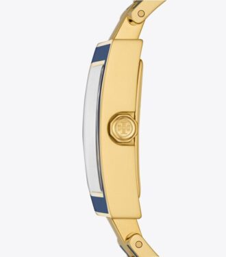 Buddy Bangle Uhr, Marineblau/Goldfarbener Edelstahl, 25 x 32 mm