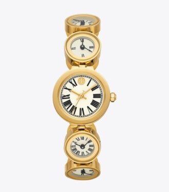 Clock Watch, goldfarbener Edelstahl
