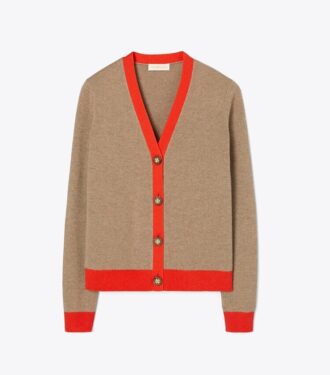 Colorblock-Kaschmir-Strickjacke