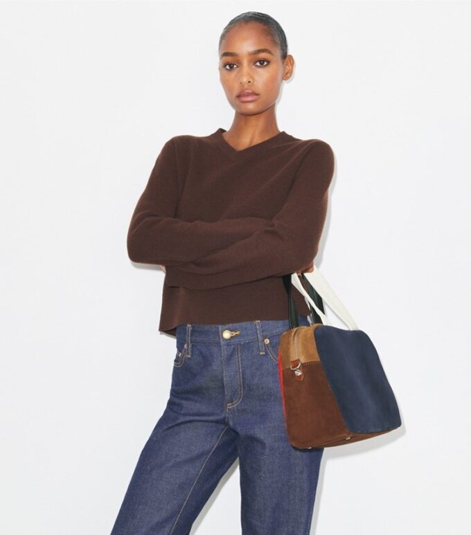 Colorblock-Wildleder-Tasche Colorblock-Wildleder-Tasche