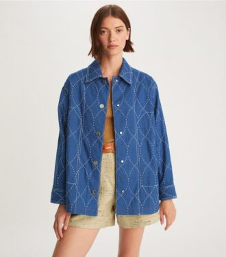 Denimjacke mit Ziernähten