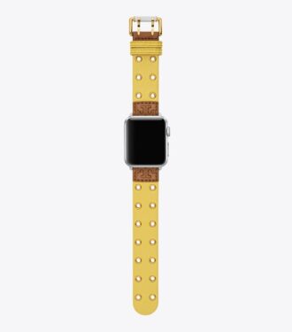 Doppelnietenarmband für Apple Watch®, gelbes Leder