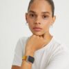Doppelnietenarmband für Apple Watch®, gelbes Leder Doppelnietenarmband für Apple Watch®, gelbes Leder