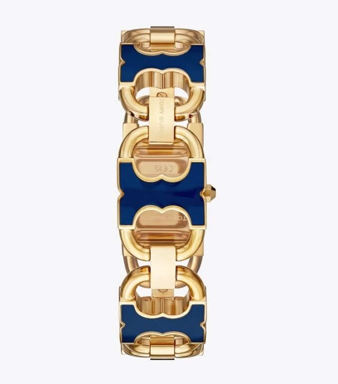 Double T Link Uhr, goldfarbener Edelstahl/Marineblau Double T Link Uhr, goldfarbener Edelstahl/Marineblau
