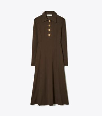 Einfarbiges Krepp-Hemdkleid