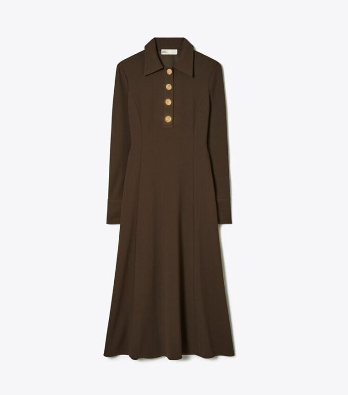Einfarbiges Krepp-Hemdkleid Einfarbiges Krepp-Hemdkleid