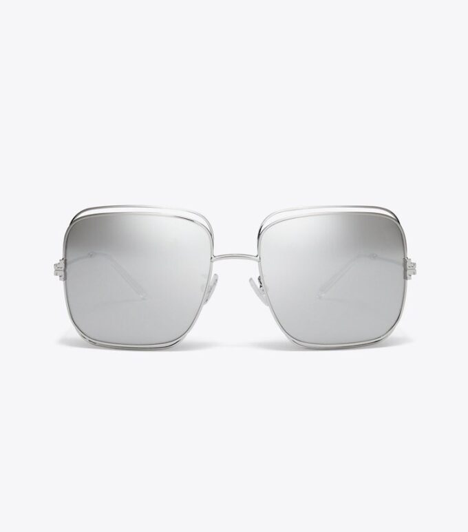 Eleanor Oversized Metall-Sonnenbrille mit quadratischen Gläsern Eleanor Oversized Metall-Sonnenbrille mit quadratischen Gläsern