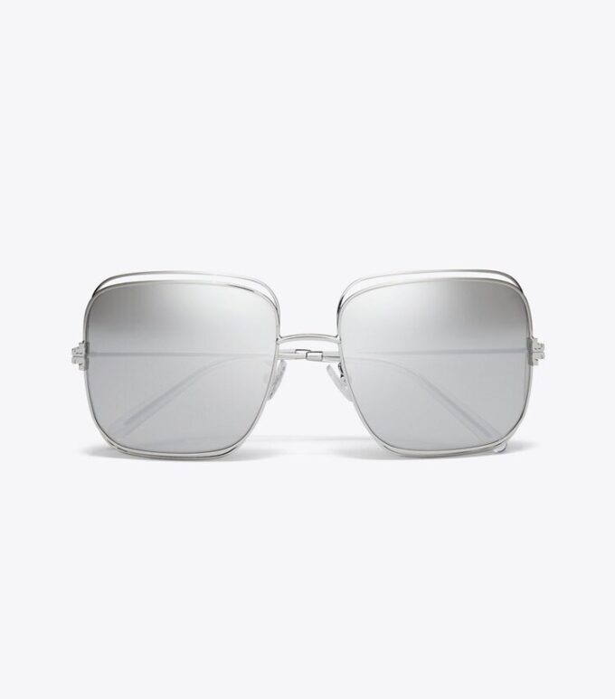 Eleanor Oversized Metall-Sonnenbrille mit quadratischen Gläsern Eleanor Oversized Metall-Sonnenbrille mit quadratischen Gläsern
