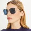 Eleanor Oversized Metall-Sonnenbrille mit quadratischen Gläsern Eleanor Oversized Metall-Sonnenbrille mit quadratischen Gläsern