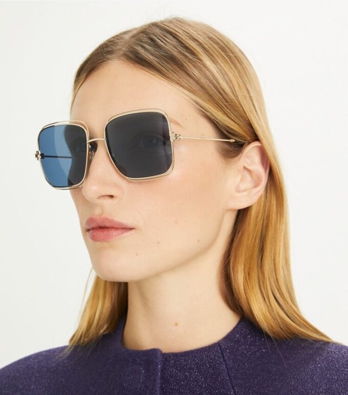 Eleanor Oversized Metall-Sonnenbrille mit quadratischen Gläsern Eleanor Oversized Metall-Sonnenbrille mit quadratischen Gläsern