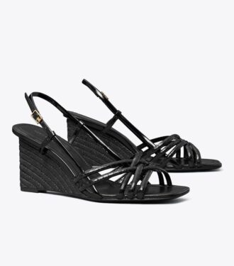 Espadrille-Sandalen mit Keilabsatz und mehreren Riemen
