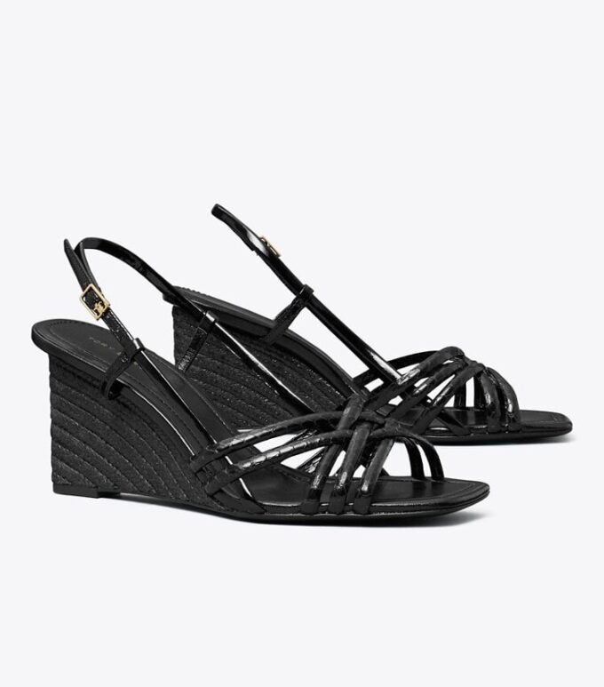 Espadrille-Sandalen mit Keilabsatz und mehreren Riemen Espadrille-Sandalen mit Keilabsatz und mehreren Riemen