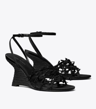 Espadrilles mit Mini-Schleife und Keilabsatz