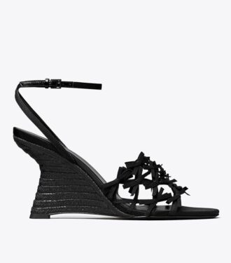 Espadrilles mit Mini-Schleife und Keilabsatz
