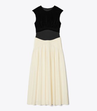 Farbblock-Plisseekleid