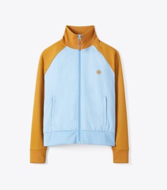 Farbblock-Trackjacke aus Doppelstrick