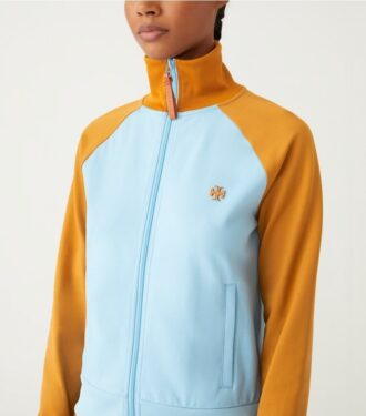 Farbblock-Trackjacke aus Doppelstrick