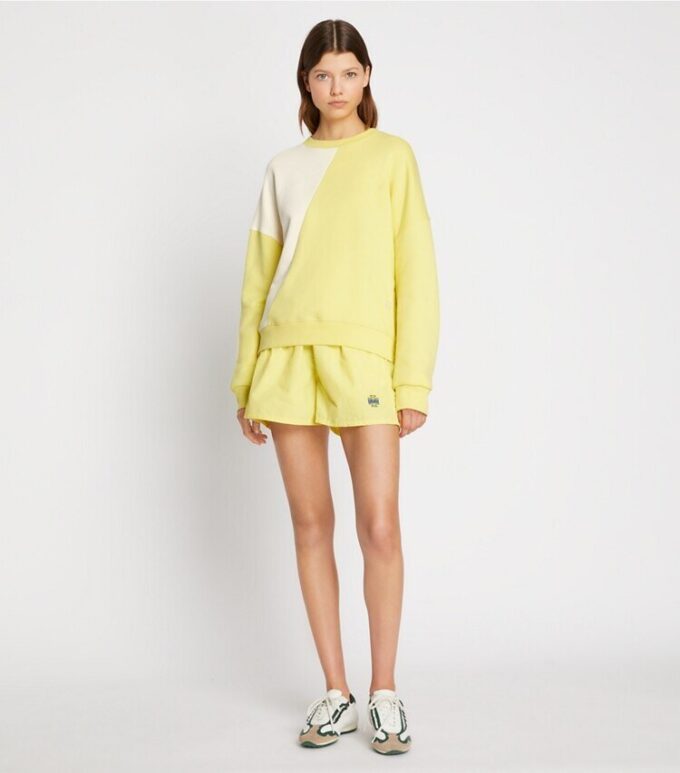 French Terry Diagonal Colorblock Crewneck